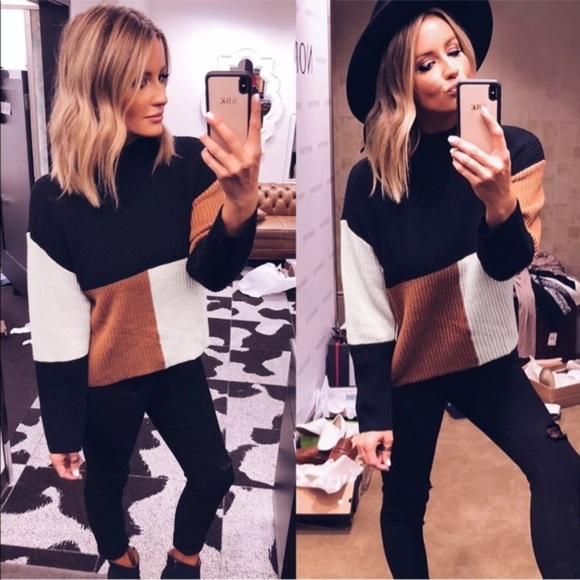 Black & Brown Color block sweater - Picture 4 of 5